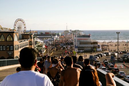 Crowd Of People At Beach Carnival photo