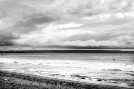 Ocean Shoreline In Black And White photo