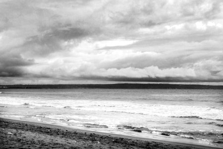 Ocean Shoreline In Black And White