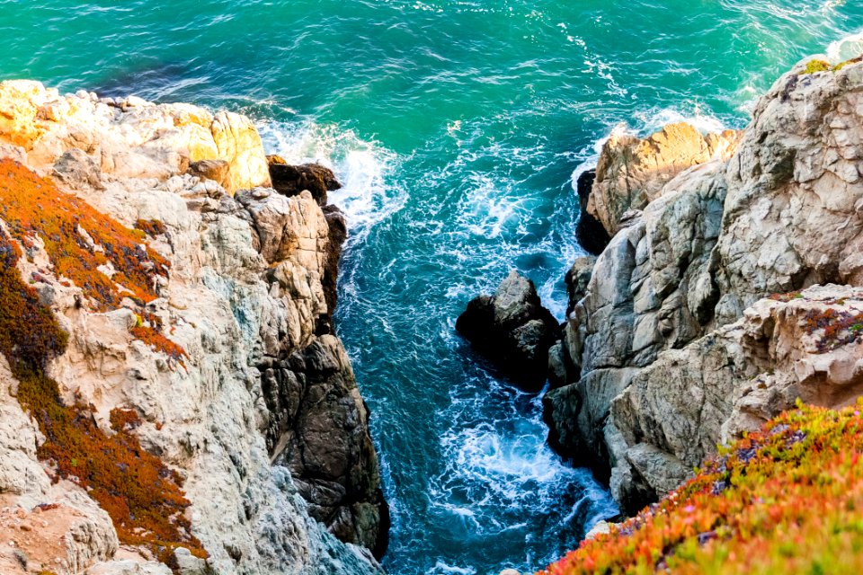 Ocean Inlet Between Rocky Outcrops photo