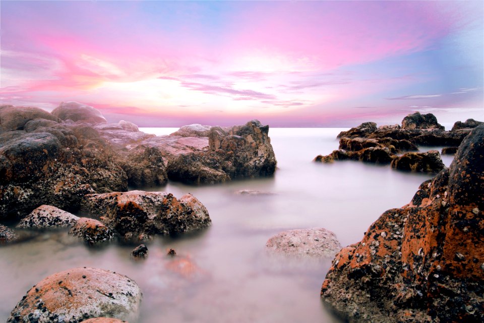 Rocky Beach At Dusk