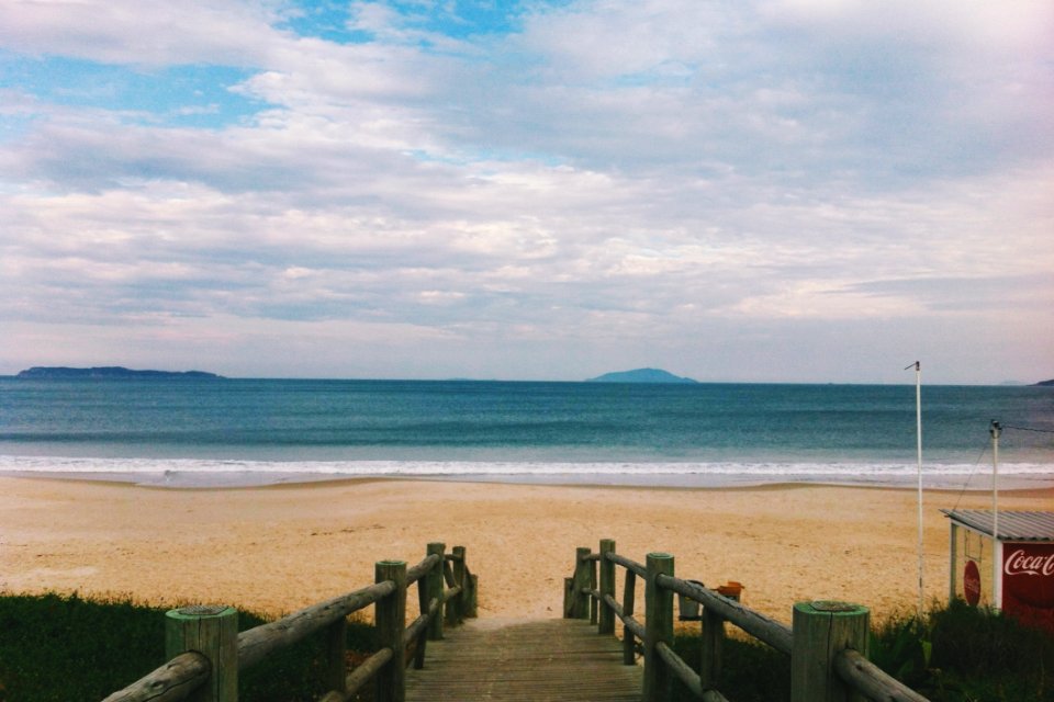 Wood Bridge Leading To Ocean Beach