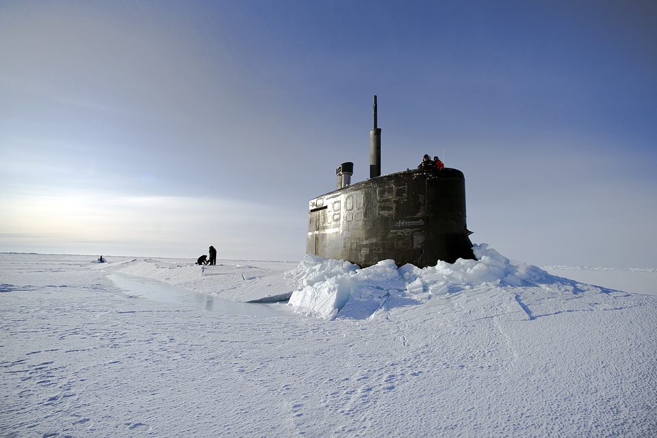 Through the ice landscape winter