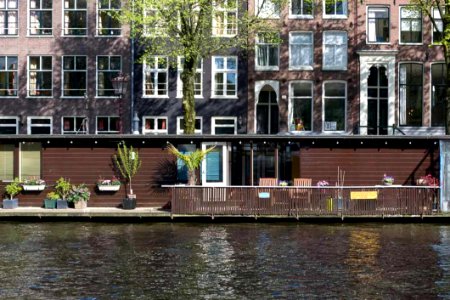 Floating House In Amsterdam Jordaan District photo