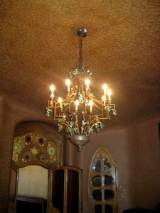 Chandelier-on-mosaic-ceiling