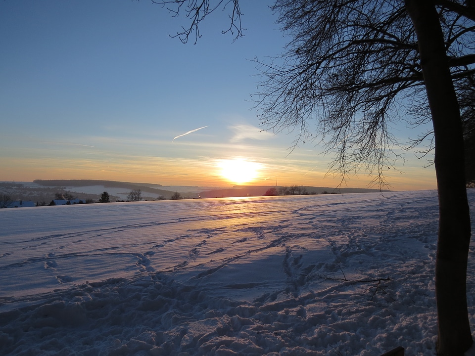 Cold wintry sunset photo