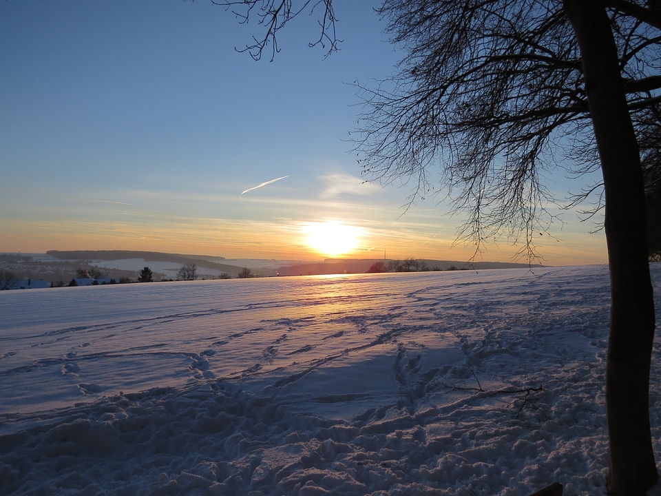 Cold wintry sunset