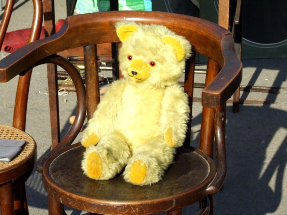 Yellow-teddy-bear-on-chair