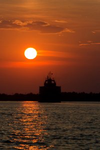 Ship Sailing Into Sunset