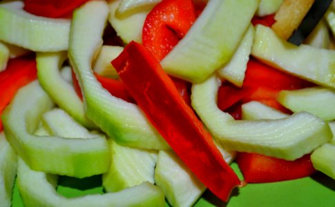 Sliced-squash-and-red-bell-pepper photo