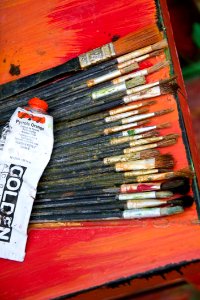 Painters Brushes And Paint Tube photo