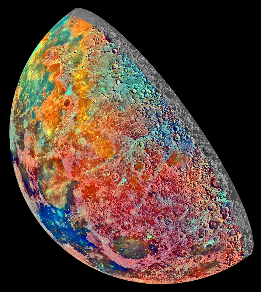 False color space crater