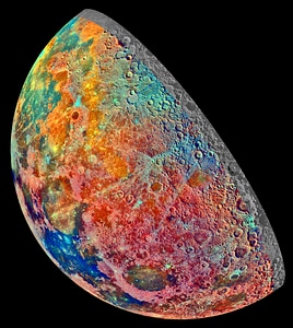 False color space crater