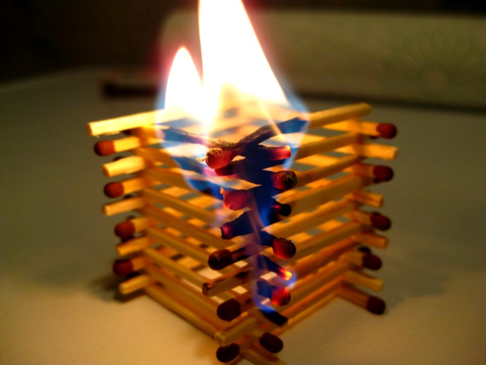 Matchstick-tower-on-fire