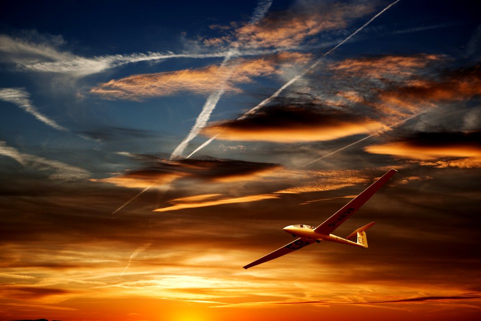 Airplane On Air During Golden Hour