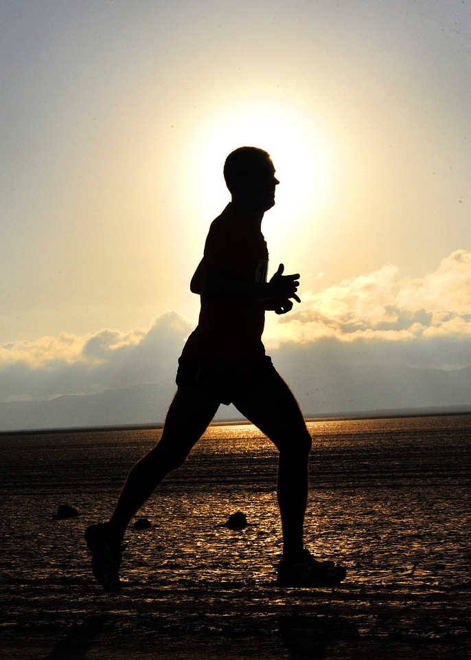 Running cross country athlete