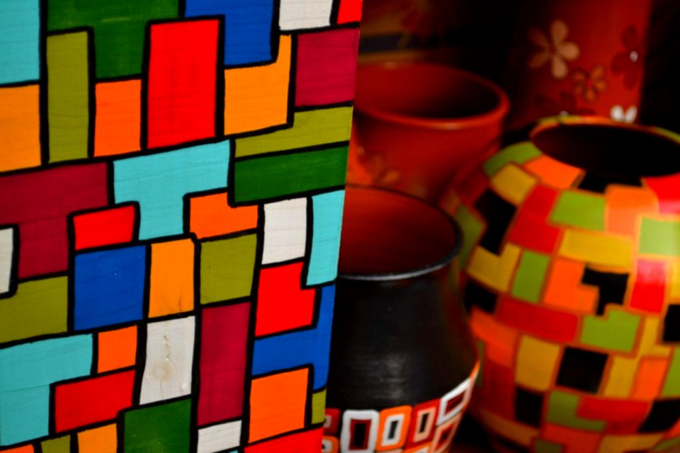 Brightly-coloured-pottery