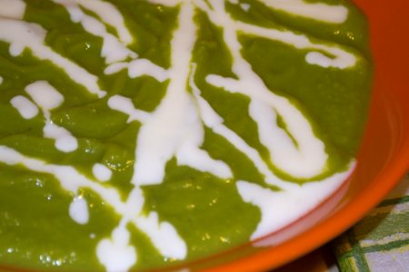 Bowl Of Green Pea Cream Soup photo