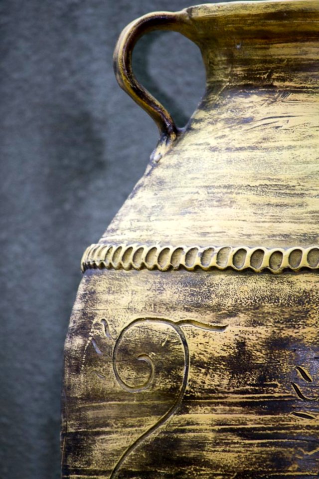 Ornamental Ceramic Amphora In A Public Garden