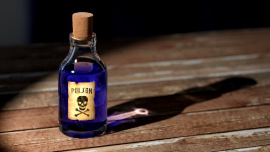 Purple Liquid Poison On Brown Wooden Surface photo