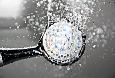 Black Shower Head Switched On