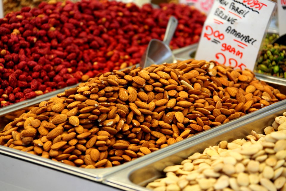 Brown Peanuts On Silver Steel Tray photo