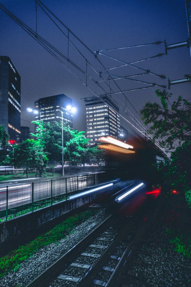 Light Trails On City Street At Night