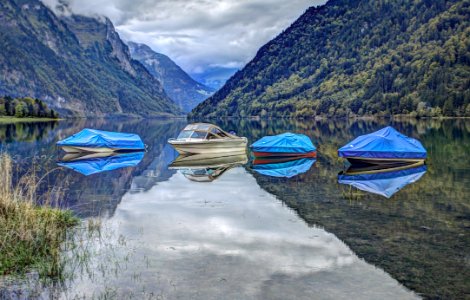 Covered Boats On Lake