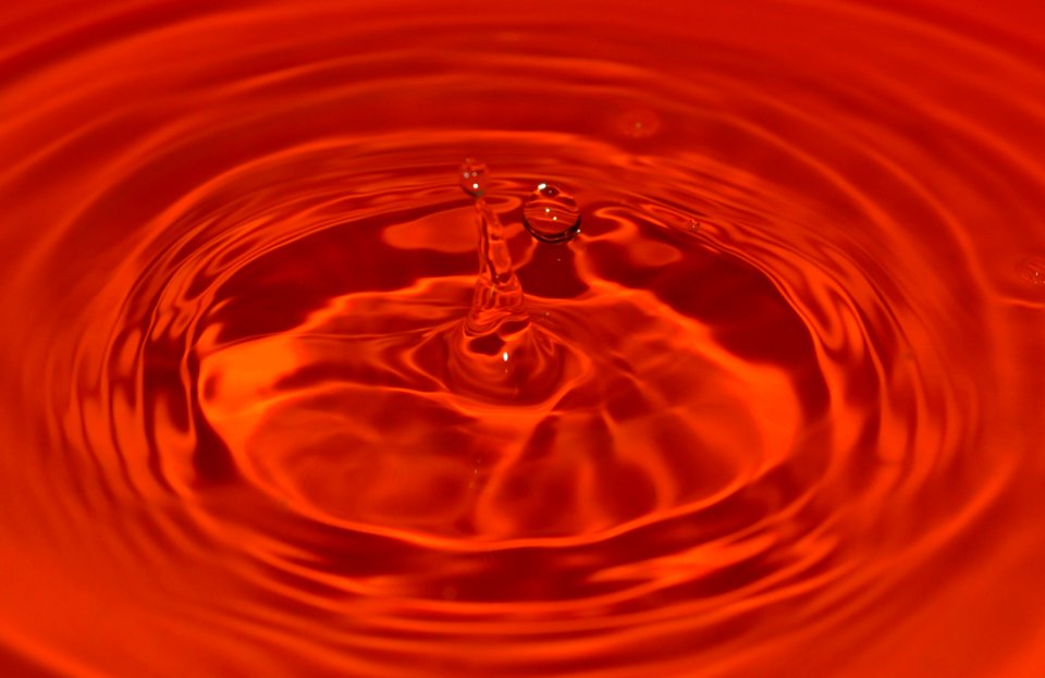 Drop Of Water Hitting Orange Bowl