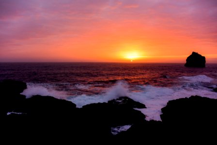 Beautiful Atlantic Ocean Shore Sunset Iceland