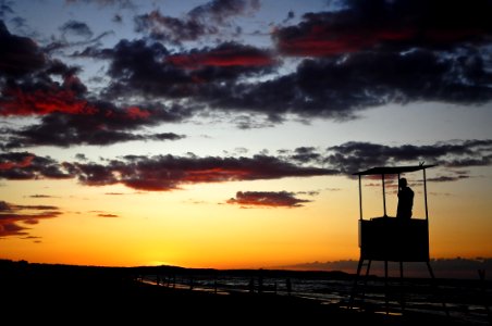 Baltic Sea Sunrise Lifeguard Silhouette photo