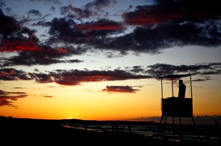 Baltic Sea Sunrise Lifeguard Silhouette