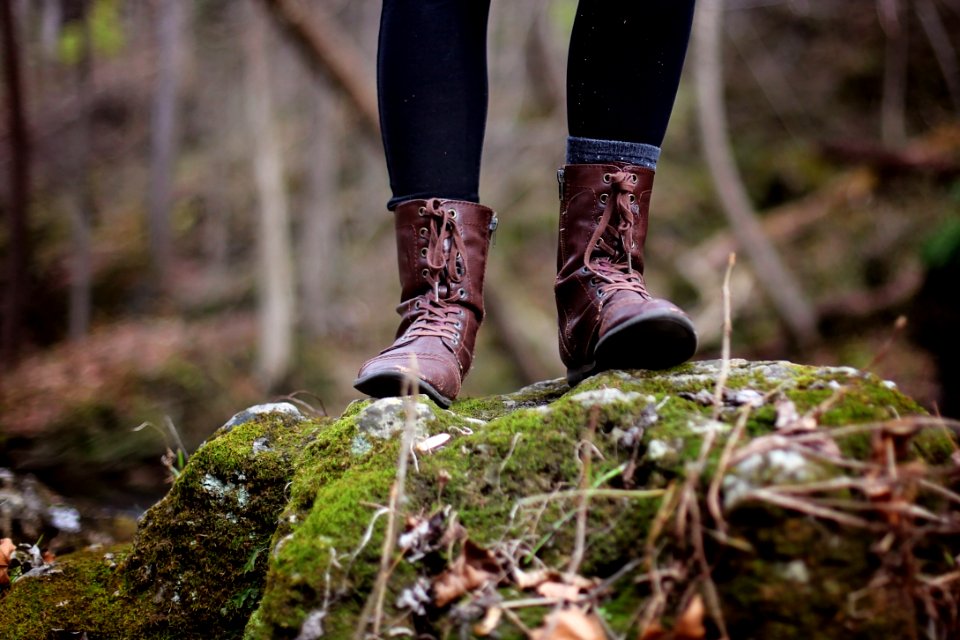 Low Section Of Man Standing In Forest