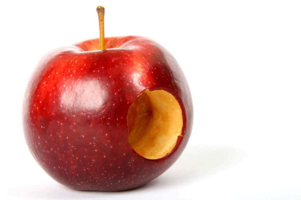 Red Apple Fruit With Hole