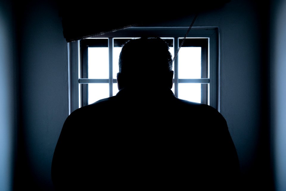 Rear View Of A Silhouette Man In Window