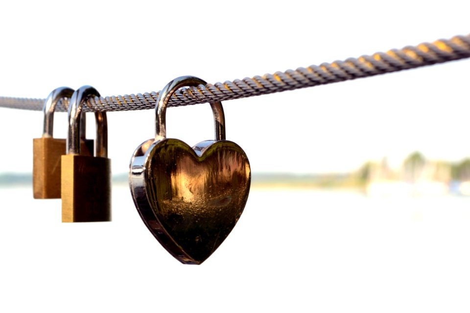 Close-up Of Padlocks On Railing Against Sky