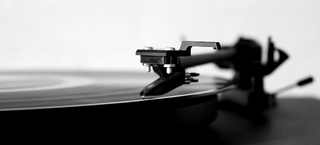 Gray Scale Photography Of Turntable photo