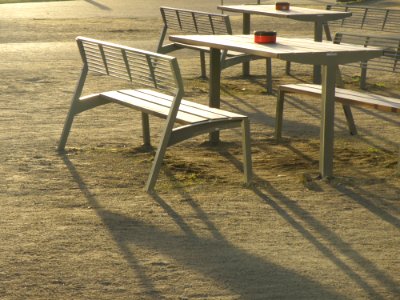 Empty Tables And Chairs Outdoors