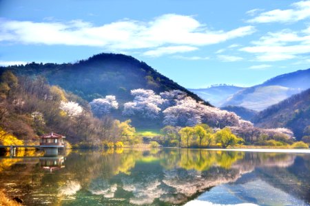 Rural Lake In Hillside Korea photo