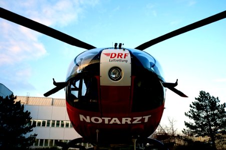 Helicopter Outside Hospital Building