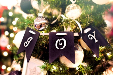 Close-up Photo Of Christmas Decoration Hanging On Tree photo
