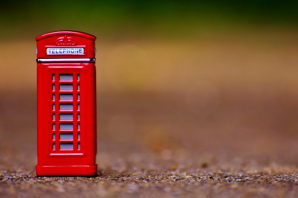 Red Telephone Booth Miniature Focus Photo