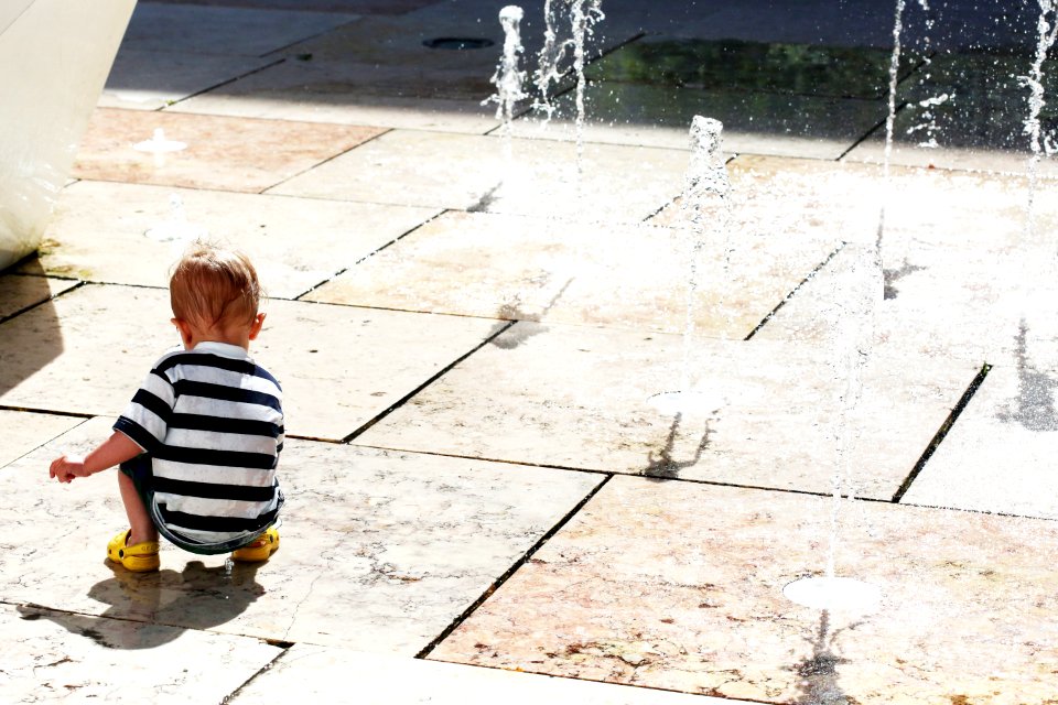 Child Plays With Water Jets