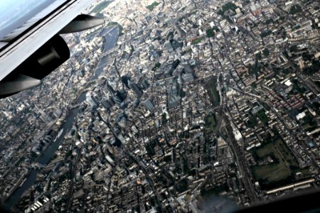 Aerial View Of City From Plane