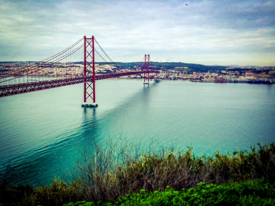 View Of Suspension Bridge Over River