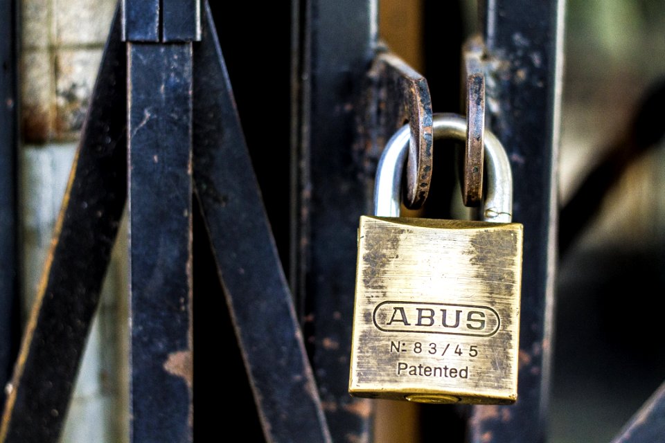 Padlock On Metal Door