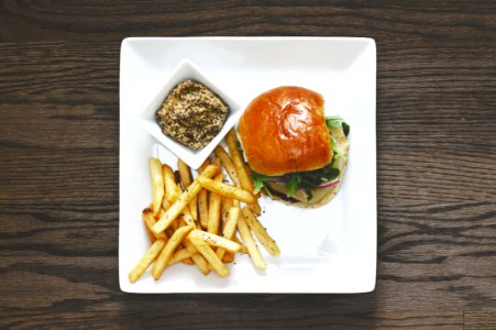 Directly Above Shot Of Food Served On Table photo