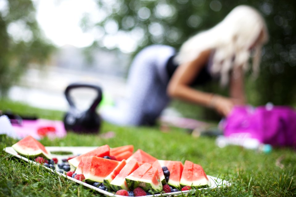 Watermelon On Tray On Grass