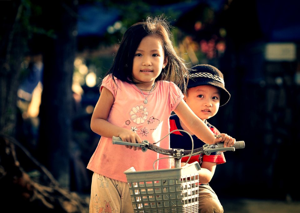 Children Riding Bicycle