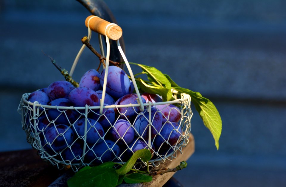 Red Grape Fruits On Metal Basket